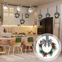 Crowye 12 Pcs Small Mini Christmas Cabinets Wreaths for Kitchen with Ribbon 10'' Hanging Artificial Green Leaves Decor Berry for Window Front Door Kitchen Wall Decor (Black and White)