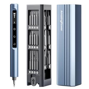 Mini Electric Screwdriver Cordless Set 3.7V, 42-in 1 Magnetic Bits Screwdriver Set with 5 Torque Settings, Demagnetizer/Magnetizer, LCD Display, LED Lights,Repair Tool Kit For Laptop/Phone/Camera/Toys