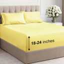 Extra Deep Pocket Queen Sheet Set - 4 Piece Breathable & Cooling Bed Sheets - Hotel Luxury Sheet Set - Ultra Soft, Wrinkle Free & Comfy - Easily Fits Extra Deep Mattresses - Deep Pocket Yellow Sheets