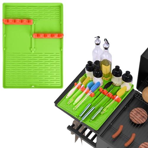 Fundunny Silicone Griddle Mat, Green, 16"x11.5", Rectangular, Grill & Kitchen Mat, Dishwasher Safe, Pack 3