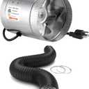 iPower Inline Booster Duct Fan 6'' 240CFM Low Noise HVAC Exhaust Blower Ventilation and Flex Air Aluminum Ducting 8 Feet Dryer Vent Hose for HVAC Exhaust, Basements, Bathrooms, Kitchens and Attics
