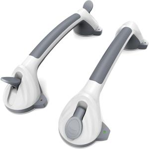 2025 Grab Bars for Bathtubs and Showers with Indicator, 2 Pack Heavy Duty Shower Handles for Elderly, Exclusive 4mm Thickened Strong Sticky Suction Cup, Shower Handicap Grab Bar for Seniors Bathroom
