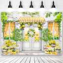 8x6ft Lemon Shop Backdrop Photography Background Summer Lemonade Theme Party Portrait Decoration Cake Smash Banner Photo Studio Props