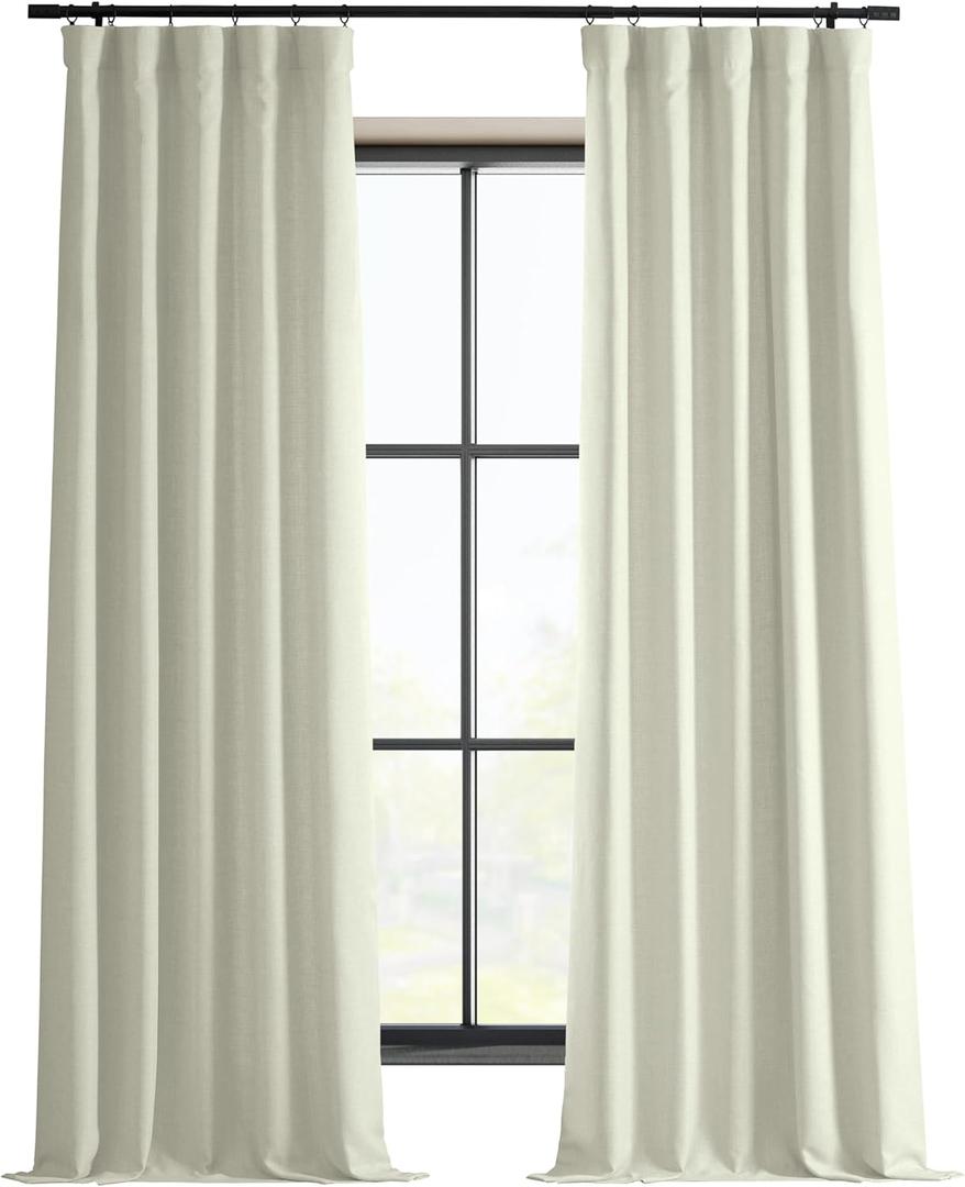 HPD Half Price Drapes Italian Faux Linen Curtains 108 Inches Long Room Darkening Curtains for Bedroom and Living Room 50 X 108, (1 Panel), Gravity Ivory