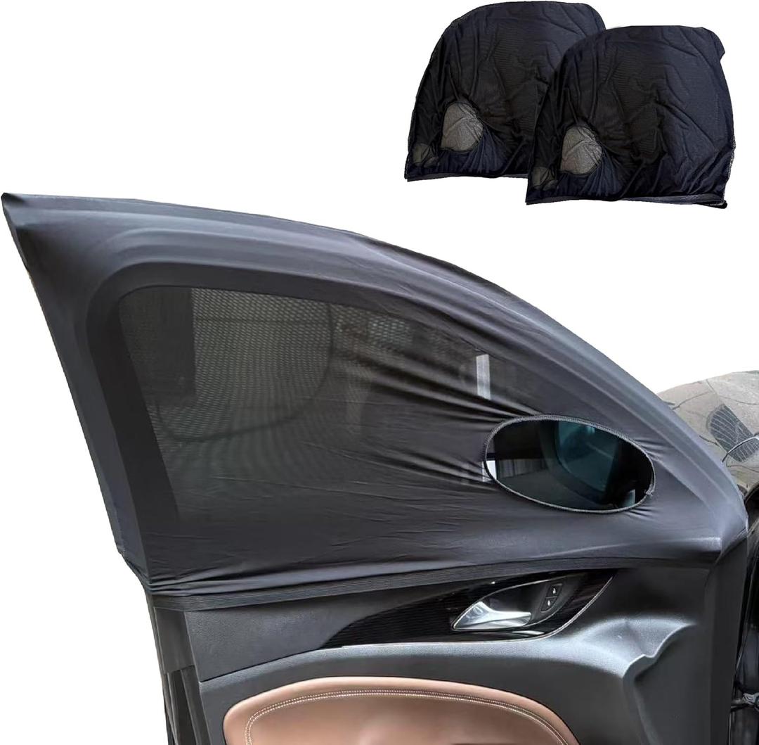 Car Front Window Shades, OUTTDID 2 Pack Side Window Sun Shades, Stretchy Mosquito Net Cover Fit Cars SUVs - Up to 31.5x49.6