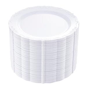 DaYammi 60PCS White Plastic Plates, Heavy Duty White Disposable Premium 7.5inch Dessert Cake Salad Appetizer Plates Hard Plastic Platos Disposable for Party Wedding