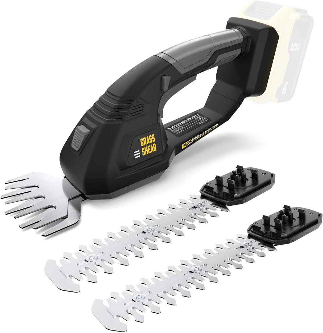 VERVEWAVE Cordless Hedge Trimmer & Grass Shear Compatible with Dewalt 20V Battery, 2 in 1 Handheld Electric Shrubbery Trimmer, Bush Trimmer for Yard & Garden, Lawn(Tool Only)