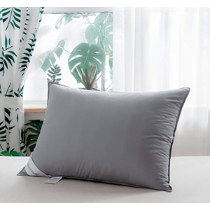 Royoliving Goose Down Feather Bed Pillows for Sleeping,Medium Firm,Soft Support Grey Color Standard Size Pack OF 2 (6x20)