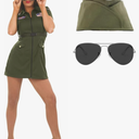 fun shack Womens Fighter Pilot Costume Women, Aviator Costume For Women, Flight Suit Women Costume, Womens Air Force Costume Size M