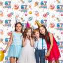 3 x Funny 6 7 Meme Birthday Decorations 2 Pack Donut Theme Party Supplies 3.3x6.6ft Tinsel Foil Fringe Curtain White Photo Booth Prop Six Seven Backdrop Streamer Decor for Kids