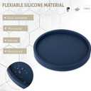 Silicone Bathroom Tray Round Vanity Tray Decorative Soap Holder Kitchen Countertop Organizer Coffee Table Decor for Candle, Perfume, Plant, 11 Inch, Dark Blue