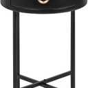 Kate and Laurel Decklyn Decorative Glam Round Side Table; 14 x 14 x 24; Black and Gold; Modern Circle Living Room Table with Pull Drawer for Useful Storage