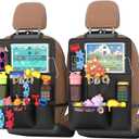 Backseat Car Organizer with Touch Screen, Kick Mats Back Seat Protector with 10 Storage Pockets, Car Seat Back Organizers Storage for Snacks Drinks Toy Umbrellas for Kids Road Trip