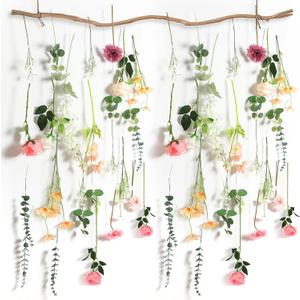 Hoteam 51 Pcs DIY Wildflower Garland Artificial Hanging Flower Backdrop Set Fake Rose Poppy Wild Flower Decor from Ceiling for Wedding Baby Shower Party Birthday Home Garden (White,Champagne,Pink)