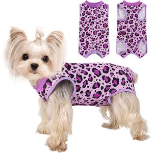 Dog Recovery Suit for Dogs Cats After Spay Surgery Surgical Surgery Suit Female Neuter Dog Onesie for Surgery Cone Alternative Suitical Pet Pajamas Body Suits Shirt, Purple Leopard, Large