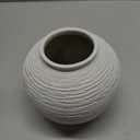 Rustic Farmhouse Vase Home Decor - 6 in Ceramic Boho Rustic Ribbed Whitewash