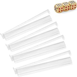 Mahjong All-in-One Tile Rack & Pusher, Clear Acrylic Mahjong Combo, Enhanced Mah Jongg Tile Holders Set of 4 with 3 Goldern Dics (Transparency)