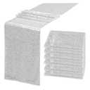 12 Pack Silver Sequin Table Runner 12" x 72" Sparkle Table Runner for Baby Bridal Shower Wedding Birthday Party Table Decor (Silver)