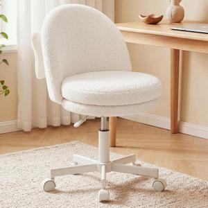 GTPLAYER Velvet Tall Office Chair with Wheels Vanity Chairs with Back, Versatile Height Use: Office to Bar Stools Small Ergonomic Comfy Armlees Computer Desk Chair with Bow Lumbar Pillow for Gift, 25 Inches X 40 Inches X 22 Inches