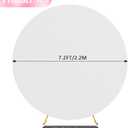 Wokceer 7.2FT Round Backdrop Cover White Round Arch Covers with Buckles Polyster Circle Balloon Arch Backdrop Cover for Wedding Birthday Party Ceremony Decor
