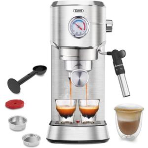 Gevi Espresso Expresso Machine 20 Bar with Auto Milk Frother, Professional Espresso Maker with Steam Wand, Compact Stainless Steel Cappuccino & Latte Machine, Gift for Coffee Lover, Home Baristas (Brushed Stainless Steel)
