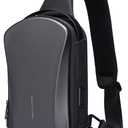 Mark Ryden Hard Shell Sling Backpack for Men, Water Resistant Crossbody Backpack with USB Charging Port, Chest Bag for Travel, Gym (Grey)