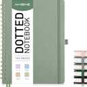 AHGXG HGXG Dotted Journal Spiral Notebook, Large B5 Dotted Notebook 140 Pages, Leather Hardcover, 100 GSM Thick Dot Grid Paper, Inner Pocket, for Dotted Journaling, 7.6" x 10", Sage Green