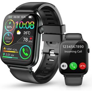 Smart Watch for Men Women, 1.85" HD Touchscreen Smartwatches with Message Call Function, 100+ Sports Modes IP68 Fitness Tracker, 24/7 Heart Rate/Sleep Monitor Fitness Watch for Android iOS Black(2025)
