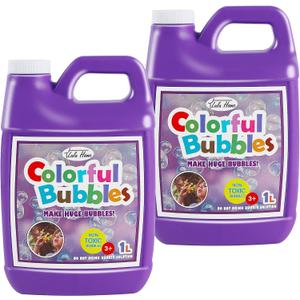 Lulu Home 2 Packs Bubble Concentrated Solution, 1 L/ 33.8 OZ Bubble Refill Solution for Kids Bubble Machine, Giant Bubble Wand, Bubble Blower Toys, Birthday Party Favors (Purple Bottle)
