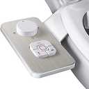 SAMODRA Bidet Attachment, Non-Electric Cold Water Bidet Toilet Seat Attachment with Pressure Controls, Retractable Self-Cleaning Dual Nozzles for Frontal & Rear Wash - Brushed Nickel