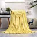 Light Yellow Fleece Throw Blanket 60"x80" Super Soft Flannel Blanket Warm Fuzzy Reversible Throw Blanket for Couch Bed Sofa 