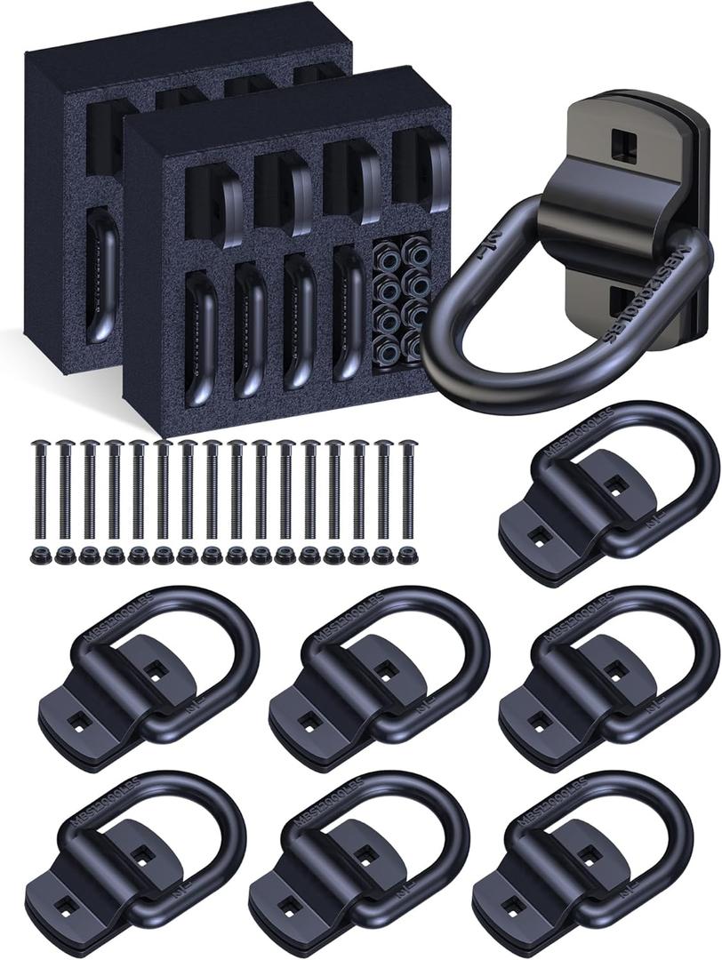 1/2" D Rings Tie Down Anchors, 12000LBS Heavy Duty Bolt-On Forged D Rings with Thicken Reinforcing Plate, Trailer Tie Down Anchor Hooks for Truck Bed, Trailer and Cargo, 8Pack, Black