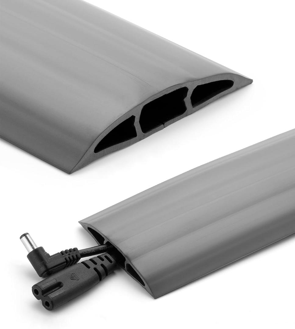 Bates- Floor Cord Cover, 30ft Cable Cover, Grey, Extension Cord Cover Floor, Cord Protector, Floor Cable Cover, Cord Hider Floor, Cable Cover Floor, Cable Floor Cover, Cable Covers for Cords (Gray)