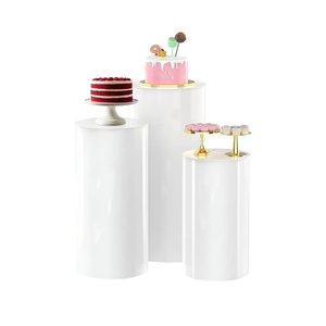 White Cylinder Pedestal Stands - 3 Pieces - White Party Cylinder Table for Wedding Party or Babyshower - Party Decor - 35.4''(L),29.5''(M),23.6''(S)