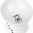 Raised Cats Bowls - 7 Oz Ceramic Elevated Cat Bowl - Kitten Bowls Prevent Neck & Whisker Fatigue - Shallow Cat Bowl for Kitten - Cats Dishes for Food and Water