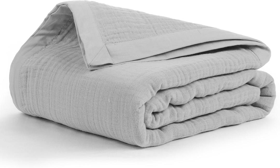 Salt Earth 100% Cotton Muslin Throw Blanket Gauze Blanket 55"X75" Twin, 4 Layered, Couch, Bed, Living Room, Home, Lightweight, All Season Blankets & Throws, Easy wash, Skin Friendly (Scottish Grey) (Gauze - 55"X75" Twin)