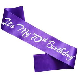 Novaflare It's My 70th Birthday Sash, Purple Silver Birthday Sash for 70th Birthday Party Supplies, Birthday Gifts for Girls 70th Birthday Party Favors Pack of 2