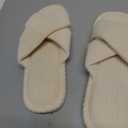 Evshine House Slippers for Women Memory Foam Bedroom Slippers Corduroy Open Toe Slides Shoes Indoor and Outdoor 280MM