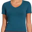 THE GYM PEOPLE Women's V-Neck Crop Workout T-Shirts Slim Fit Basic Short Sleeve Yoga Casual Tee Tops, XL