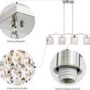 WUZUPS Crystal Chandelier 4-Light Linear Raindrop Pendant Ceiling Light Modern Lighting Fixture for Bedroom Dinning Room Bar Kitchen Island, H8.7'' W4.7'' L30.5, E12 Base, Nickel