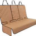 Lusso Gear Dog Car Seat Cover for Back Seat - Tan, Universal Fit - Waterproof & Non-Slip Oxford Fabric Cover - Protector for SUV & Truck - Pet Travel Accessory