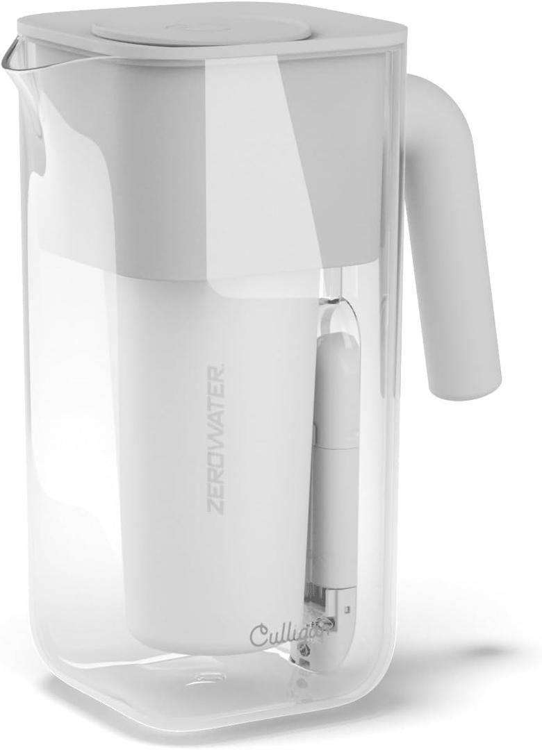 Culligan with ZeroWater Technology 8-Cup Water Filter Pitcher  Includes 5-Stage Advanced Water Filter, IAPMO Certified to Reduce Lead, Total PFAS (Forever Chemicals), Mercury, Fluoride, and Chlorine