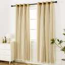 INLINAS Gold Blackout Curtains with Sheer Overlay - Grommet Top Thermal and Noise Reduction Panels for Bedroom and Living Room Light Blocking and Energy Saving, 52 x 72 Inches, Set of 2