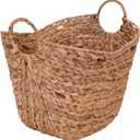 Household Essentials ML-4002 Tall Water Hyacinth Wicker Basket with Handles | Natural, Brown, Natural (9"D x 19"W x 17"H)