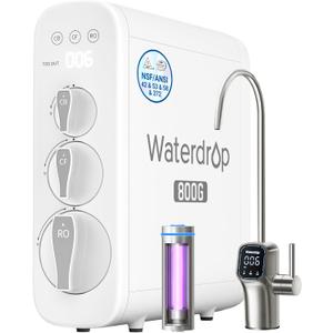 Waterdrop G3P800 Reverse Osmosis System, 800 GPD Fast Flow, NSF/ANSI 42 & 53 & 58 & 372 Certified, 3:1 Pure to Drain, Tankless Under Sink RO Water Filter System, LED Purifier, Smart Faucet