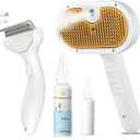 3-in-1 Pet Steam Brush Set for Dogs & Cats, Grooming Comb with Spray, Defur Tool, Water-Assisted Hair Removal, Spritz Brush, Multi-Purpose Kit, Undercoat Rake, Deshedding Brushes, Dematting Brush. (7.8"-Comb+Shampoo)