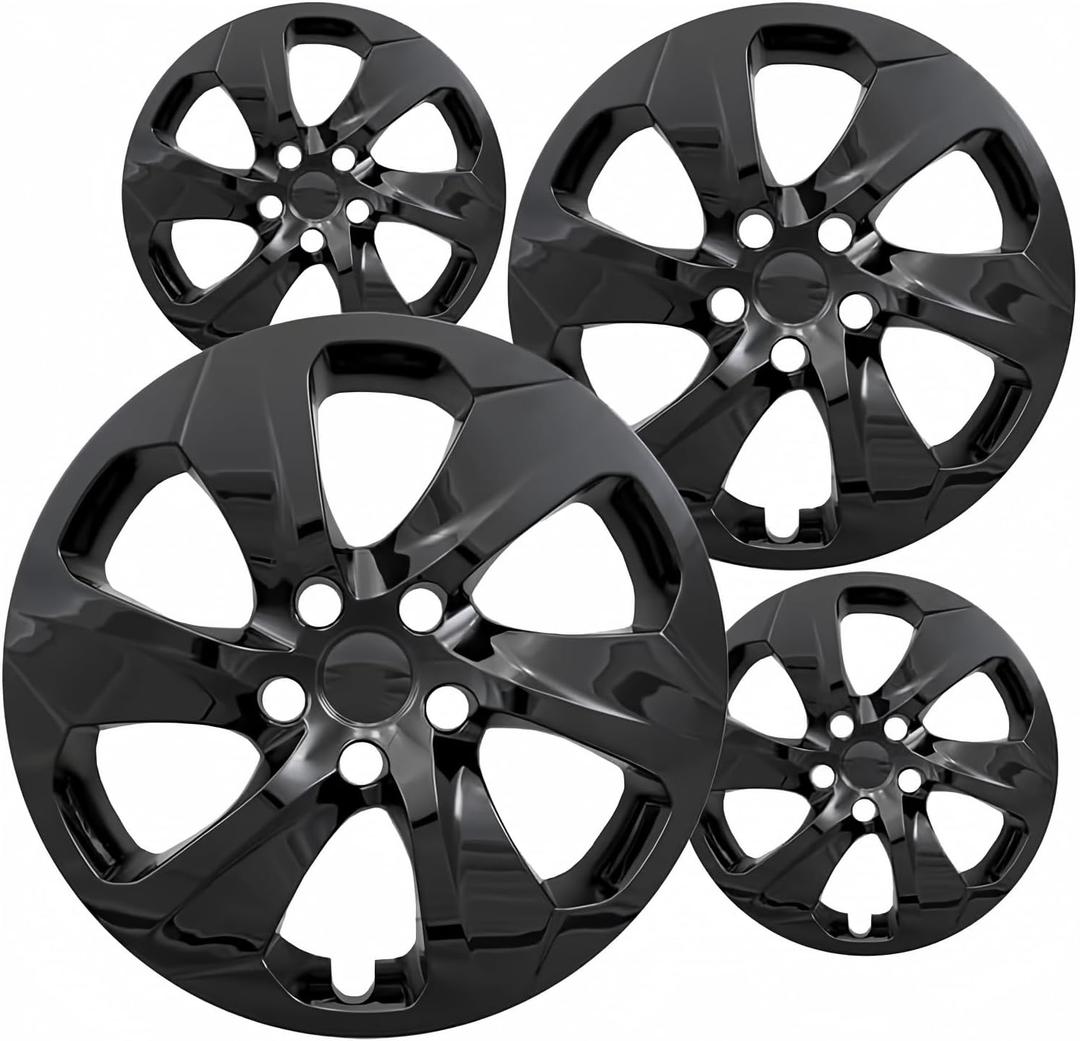 Fuel Rider 17 inch Gloss Black ABS Hubcap Wheel Covers Compatible with 2019-2022 Toyota Rav4 LE (Set of 4) Wheelcovers for 17 inch Standard Steel Wheels- Auto Tire Cover Replacement Exterior Cap Cover