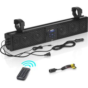 SOUNDSTORM Weatherproof 26 Inch Class A B Portable Audio System Bluetooth MP3 Smartphone Sound Bar Speaker with Wireless Remote and ATV UTV Clamps (26 inch)