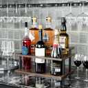KLM Coffee Syrup Organizer, 2 Tier Wooden Small Display Shelf (6 Bottle Capacity),Syrup Bottle Sturdy Holder for Coffee Bar, Kitchen Countertop Syrups, Condiments and Wine