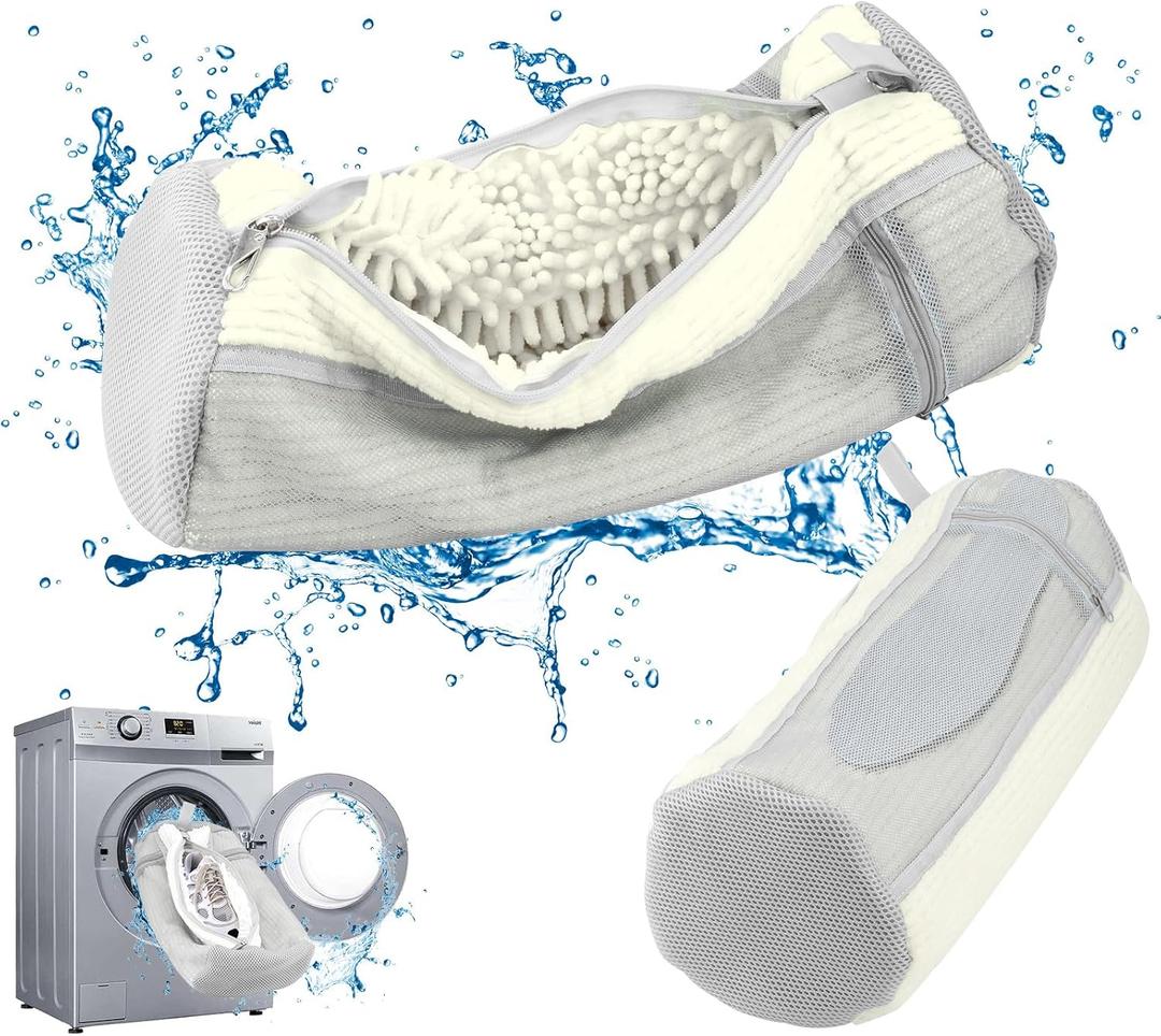 Shoe Washing Bags for Washing Machine – Durable Shoe Washing Machine Bags for All Shoe Types Sizes (Large White 2PCS）